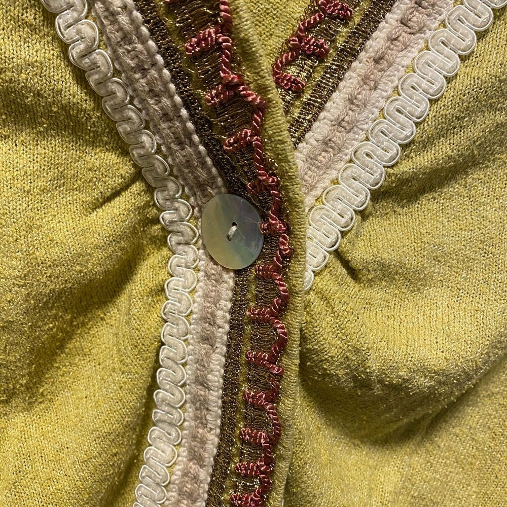Anthropologie HWR Silk Linen Blend Boho Y2K Cropped Cardigan Sweater Jacket L - Picture 4 of 8